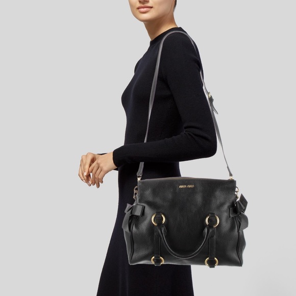 Authentic Miu Miu Black Large Top Handle Bag With Shoulder Strap - Picture 6 of 7